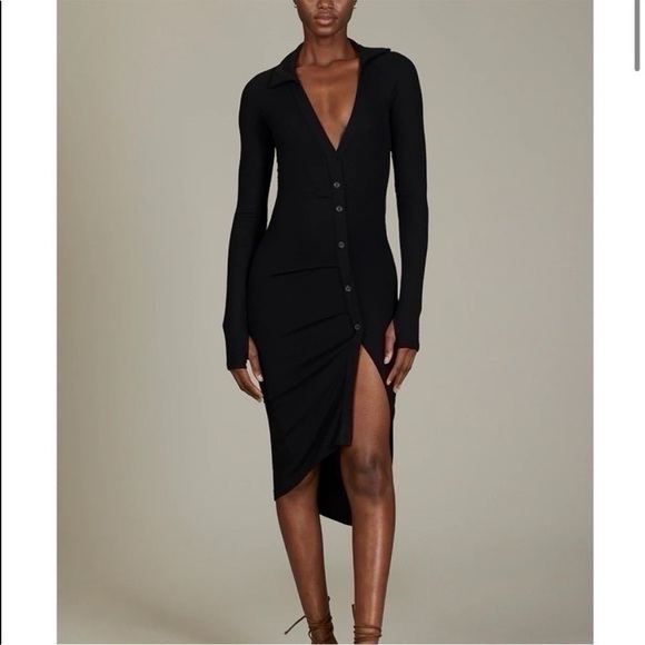 Alix Nyc Lanett Button-Up Asymmetric Dress Black - Picture 2 of 11